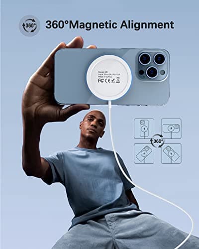 Magnetic Wireless Charger 15w Apple Mag-Safe Charger for iPhone 17 Pro Max/17 Pro/17Air/17/16/15/14/13/12 Series AirPods Series LED Magnet Charging Pad Mag Safe Charger with Dual Charging Ports 5