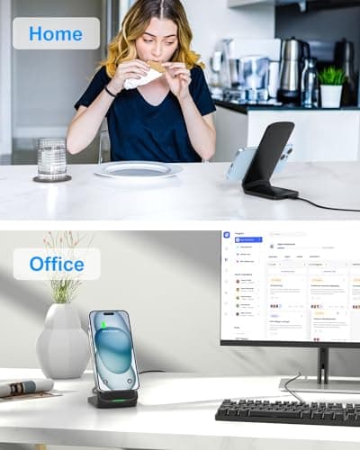 NANAMI Upgraded Fast Wireless Charger, Qi-Certified Wireless Charging Stand Compatible with Samsung Galaxy S25/S24/S23/S22/S21/S20 & Qi Phone Charger for iPhone 17/17 Air/16/16 Plus/16 Pro/15/14/13 6