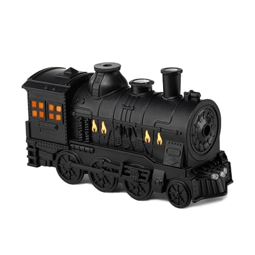 Train Humidifier Aroma Diffuser Train Diffusers for Essential Oils Cool Mist Kids Humidifiers for Bedroom Office Desktop with 2 Light 2 Mist Mode Auto Shut-Off Air Humidifier Cute（Black