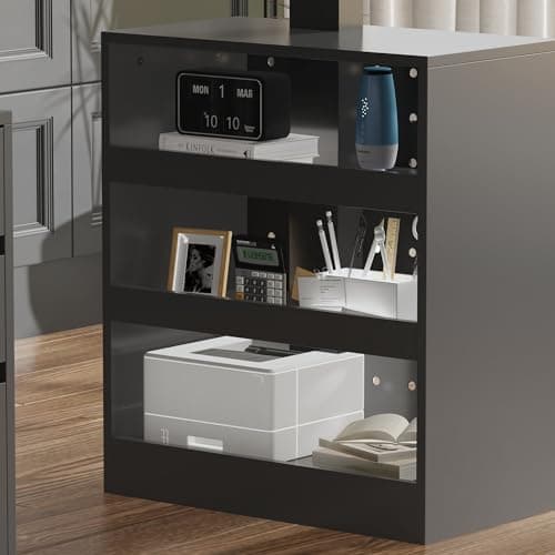 TAMUNE Electric Standing Desk with File Cabinet, Fingerprint Lock, Height Adjustable, Computer Table with Keyboard Tray, Drawers Pegboard for Home Office, Black and Brown 63”W x 23.6”D x 29.8-45.3”H 7