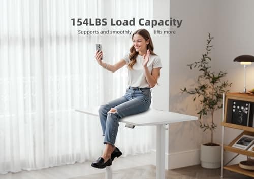 Seang Standing Desk with Adjustable Height, Electric Stand Up Desk 55x24 Inch for Home Office, Studio, Computer Workstation, White 8