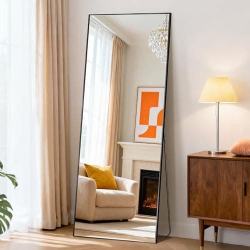 Aidoly Mirror Full Length, Upgraded Body Wall Mirrors with Shatter-Proof Glass, Floor Standing, Hanging or Leaning, Tall Mirror with Stand Aluminum Alloy Frame for Bedroom 6