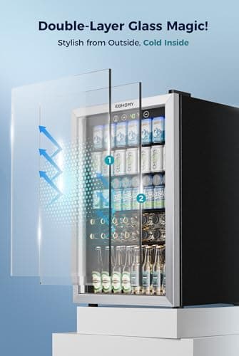 EUHOMY 4.5 Cu.ft Beverage Refrigerator and Cooler, 145 Can Mini fridge with Glass Door for Soda Beer Wine, Small Drink Dispenser with Digital Adjustable Thermostat for Home Office Bar 6