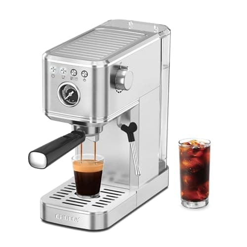CHULUX Elite Espresso Machine 20 Bar, Compact Stainless Steel Hot and Ice Espresso Coffee Maker with Steam Wand for Americano, Latte, Cappuccino & Home Barista Brewing, Sliver