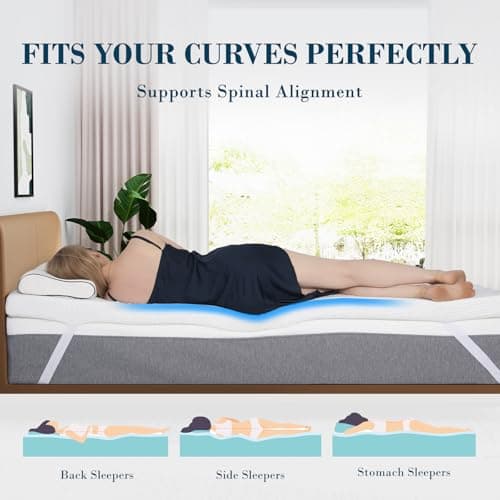 3 Inch Queen Size Memory Foam Mattress Topper, Cooling Gel Bed Topper with Removable Cover, Soft & Pain Relief & Breathable, CertiPUR-US & Oeko-Tex Certified 3