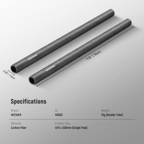 NEEWER 15 mm Carbon Fibre Extension Rods Pack of 2, Compatible with SmallRig Compatible with Tilta Shoulder Support System 15 mm Rail Follow Focus for DSLR Camera, SR002 (30 cm) 8