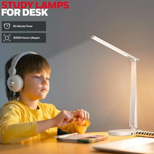 Honeywell LED Desk Lamp for Home Office, Eye-Caring Light with 4 Color Modes & Touch Control, USB A+C Charging Ports, Adjustable Rotating Head with Timer for Reading, Bedroom & Small Desks 6