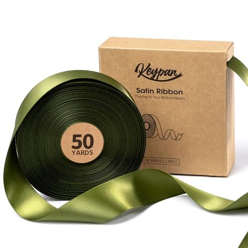 Keypan Green Satin Ribbon 1-1/2 Inch x 50 Yards Double-Faced for Gift Wrapping Crafts Flower Bouquet Invitations Holiday Decorating