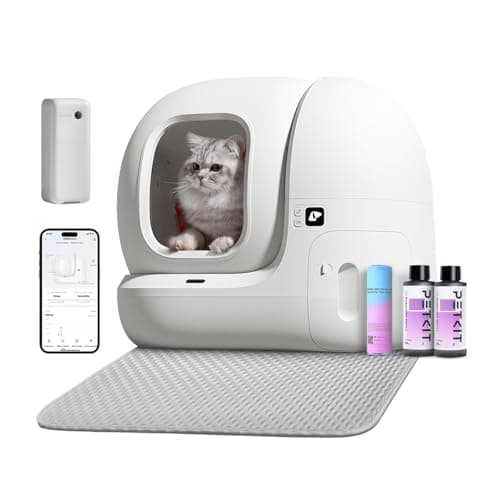 PETKIT PuraMax Self Cleaning Cat Litter Box for Multiple Cats, App Control/xSecure/Odor Removal Automatic Litter Box Includes Trash Bags and K3 Smart Air Purifier Spray