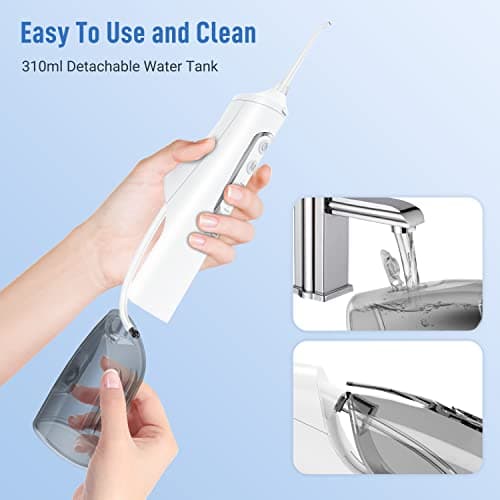 Cordless Water Flosser Teeth Cleaner Dental Oral Irrigator Picks Portable and Rechargeable 310ml Water Tank IPX7 Water Proof for Home and Travel Infiwarden (White) 6