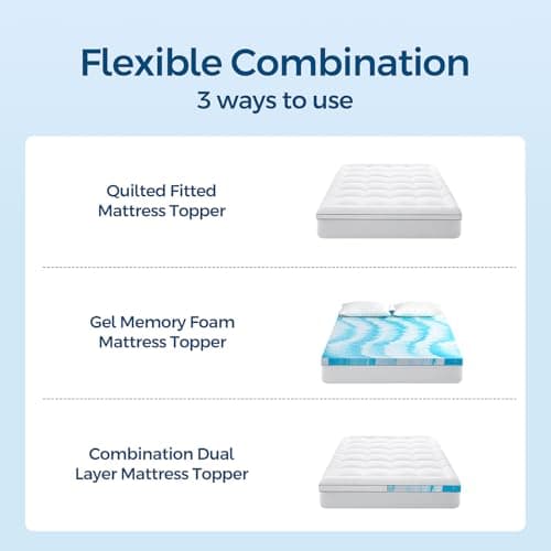 LovingLeashes Premium Dual Layer 4 Inch Memory Foam Mattress Topper, 2 Inch Gel Memory Foam and 2 Inch Pillow Top Mattress Pad Cover for Back Pain, Extra Thick Comfort Support（Queen 60"x80"） 7