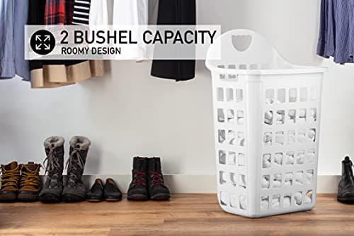 United Solutions Rolling Hamper with Built-In Handle, Two Bushel Capacity Holds 3 Loads of Laundry, Smooth-Gliding Thermo-Rubber Wheels, White, Ventilated Design 5