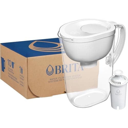 Brita Large Water Filter Pitcher for Tap and Drinking Water, Includes 1 Standard Filter, BPA-Free, Lasts Two Months, 10-Cup Capacity, Bright White 15