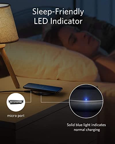 Anker 313 Wireless Charger (Pad), Qi-Certified 10W Max for 16/16 Pro/16 Pro Max/16/15/14/13, 10W Fast-Charging Galaxy S23/S22, AirPods (No AC Adapter, Not Compatible with MagSafe Magnetic Charging) 7