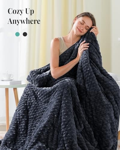 Topblan Weighted Blanket for Adults, 60" x 80" 15lbs, Soft Sherpa Queen Size Heavy Blanket with 3D Jacquard Turtle Shell Flannel Fleece for Couch and Bed 9