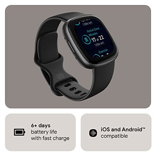 Fitbit Versa 4 Fitness Smartwatch with Daily Readiness, GPS, 24/7 Heart Rate, 40+ Exercise Modes, Sleep Tracking and more, Black/Graphite, One Size (S & L Bands Included) 6