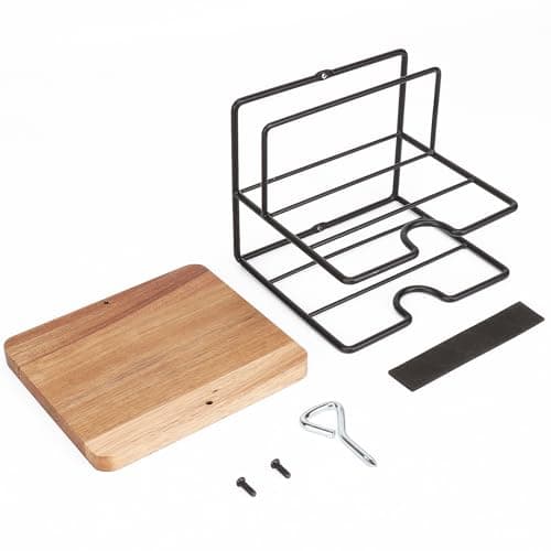 Livabber Napkin Holder, Metal Napkin Storage with Salt and Pepper Shakers Caddy Modern Napkin Dispenser for Table Kitchen Countertop, Not Including Salt and Pepper Shakers (Middle Wooden, Black) 8