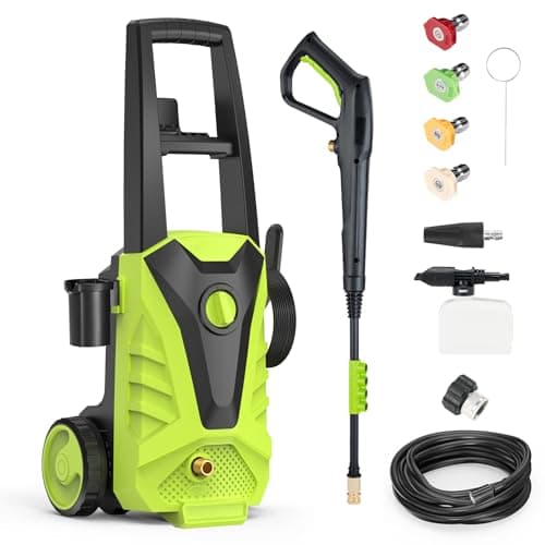 Sweetcrispy Electric Pressure Washer, High Pressure Cleaning Machine with Foam Cannon, 2.0 GPM Power Washer with 5 Quick Connect Nozzles for Fences Decks Patios