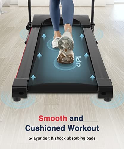 REDLIRO Electric Treadmill Foldable Exercise Walking Machince for Apartment Home/Office Jogging Compact Folding Easy Assembly 12 Preset Program 2 Wheels LCD Display 6