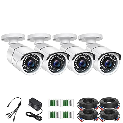 ZOSI 4 Pack 2MP 1080p HD-TVI Home Security Camera Outdoor Indoor 1920TVL, 36PCS LEDs, Night Vision, Weatherproof Surveillance CCTV Bullet Camera