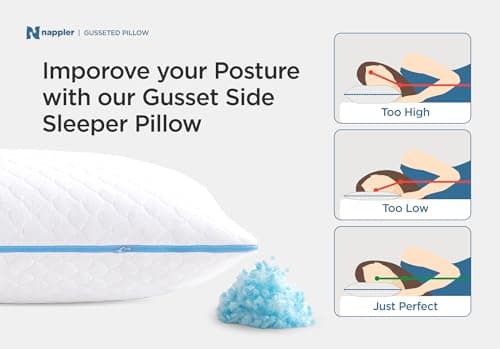 Nappler Side and Back Sleeper Pillow for Neck and Shoulder Pain Relief - Shredded Memory Foam Bed Pillow for Sleeping - 100% Adjustable Fill - Queen Size - Modal Washable Case. Extra Fill Included 6