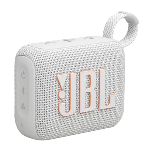 JBL Go 4 - Ultra-Portable, Waterproof and Dustproof Bluetooth Speaker, Big JBL Pro Sound with Punchy bass, 7-Hour Built-in Battery, Made in Part with Recycled Materials (White)