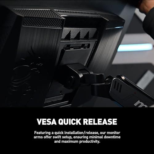 MSI MPG MT201DR - Premium RGB Dual Monitor Stand Arms, 17-35" Support, VESA Compatible, Adjustable Heavy Duty Gas Spring Mount, 44 lbs per Screen Capacity, Clamp & Grommet, Quick Release Plate - Gray 5