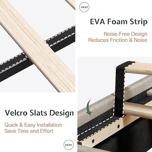 Jocisland 51.2" H Queen Bed Frame Upholstered Bed Platform Bed with Wingback Headboard/No Box Spring Needed/Easy Assembly/Brown 7