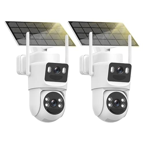 Latuwuz 4K Solar Security Cameras Wireless Outdoor, 5GHz/2.4GHz WiFi Cameras for Home Security with Dual Lens, Human Auto Tracking, Siren, Color Night Vision, 2-Way Talk, IP66