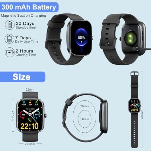 Smart Watch, 1.91"Smartwatch for Men Women (Answer/Make Call), Fitness Tracker with 100+ Sport Modes, IP68 Waterproof, Heart Rate/Sleep Monitor, Spo2, Pedometer, Activity Tracker for Android iOS 7