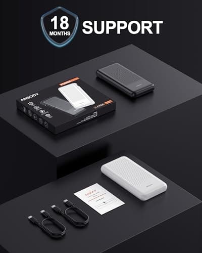 Ansody 2-Pack Portable Charger, 10000mAh 22.5W Compact USB C Power Bank Fast Charging with 2 Outputs & 2 Inputs, LED Display Battery Pack Compatible with iPhone Samsung iPad Tablets, Black & Black 9
