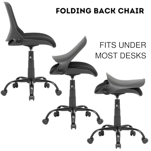 Calico Designs Back, Modern, Swivel, Office Contoured Folding Task Chair, Black/Black, 22"W x 22"D x 37.5" 4