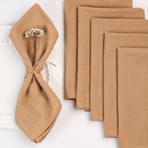 Dololoo Cotton Cloth Napkins Set of 6, 16x16 Reusable Napkins Cloth Washable, Soft & Durable Table Napkins, Dinner Napkins for Parties, Christmas, Thanksgiving, Wedding Decor, Khaki