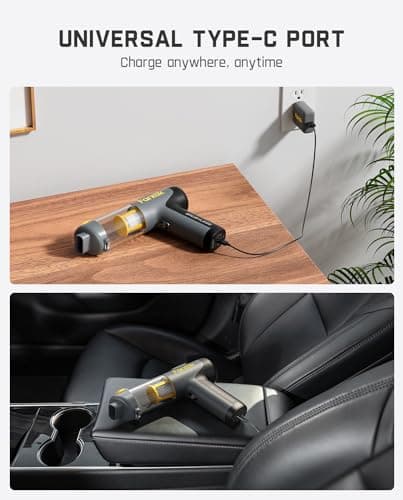 Fanttik Slim V9 Mix Car Vacuum, 4 in 1 Handheld Air Duster, 12000PA Suction Power with Smart LED Display, Cordless Portable Mini Keyboard Vacuum for Car Interior, Office Desk 6