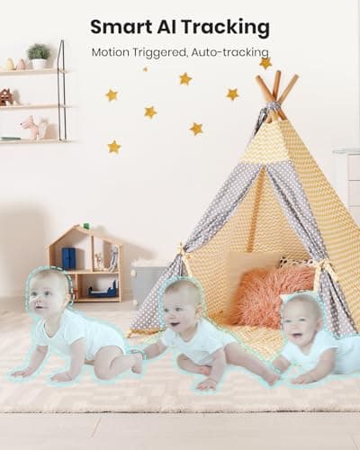 CAMSTRO 3K Security Camera Indoor,360° WiFi Camera for Home Security,Pan/Tilt,2.4/5 GHz Pet/dog/baby Camera with phone app,Night Vision, 2-Way Audio, 24/7,SD/Cloud Storage,Works with Alexa&Google Home 6