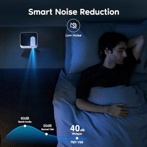 【3-hour Playtime】TMY Ultra Mini Projector, 1080P Support Portable Projector with WiFi and Bluetooth, Battery Powered Movie Projector, DLP Video Projector, Compatible with Phone/Pad/TV Stick/HDMI/USB 8