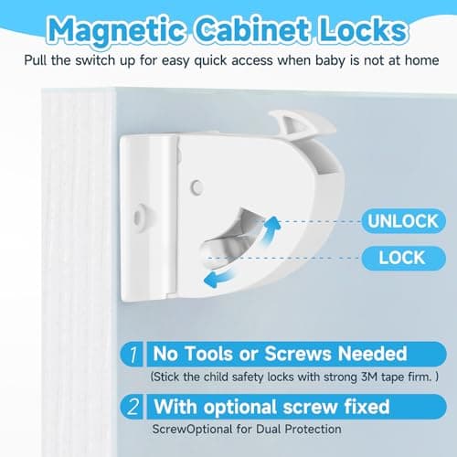 10 Pack Magnetic Cabinet Locks for Child Safety, Drawer Locks Baby Proofing, Magnetic Door Safety Locks for Cabinets and Drawers, Easy Installation No Tools Required (10 Pack and 2 Keys) 5