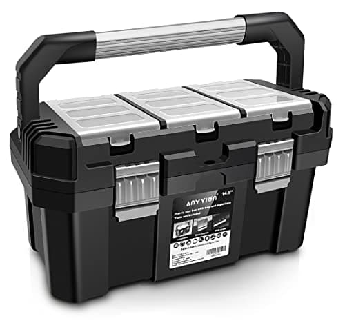 Anyyion 13 inch Small Tool Box with Removable Tray, Truly Strong and Durable For Hobby or Craft Storage Toolbox, (Internal Size:12.9"Lx6.1"Wx5.9"H)
