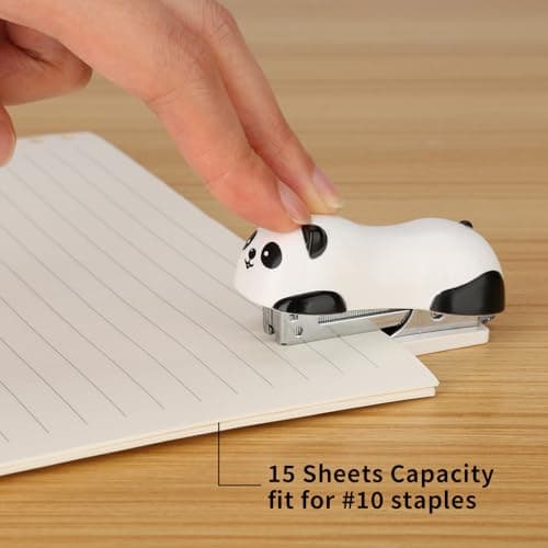 Cute Panda Mini Desktop Stapler, Home Stapler with 1000 Staples 6