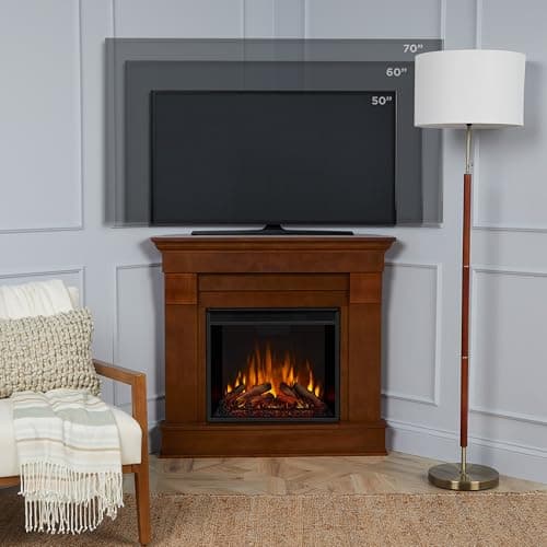 Real Flame Chateau 41" Corner Electric Fireplace with Mantel for Living Room or Bedroom, Replaceable Fireplace Insert Heater, Realistic Log and Flame Effect, Remote Control, Timer. 6