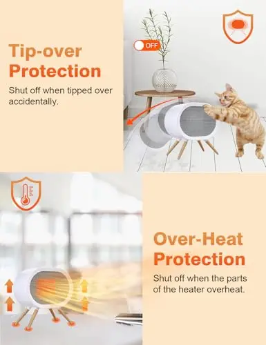 Cute Space Heater, Portable Space Heaters for Indoor Use, 1000W Small Electric Desk Heater for Bedroom or Office Gifts for Women, 3 Mode PTC Ceramic Heater, Mini Heater Overheating Tip-Over Protection 6