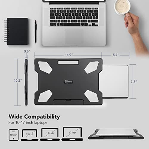 EHO Laptop Lap Desk with Retractable Mouse Pad, Portable Ergonomic Lap Pad with Heat Shield and Foldable Stopper, Lightweight Travel Lapdesk Fits up to 16" Laptops, Bed Sofa or Work Use 5