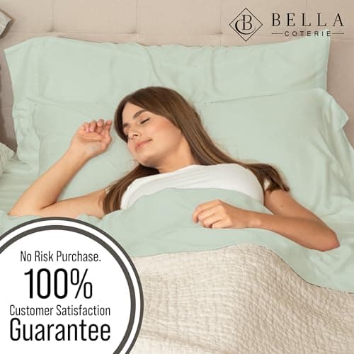 Bella Coterie Luxury Bamboo Viscose Queen Size Fitted Sheet | 100% Organically Grown | Ultra Soft | Cooling for Hot Sleepers | 18" Deep Pocket [Sea Glass] 5