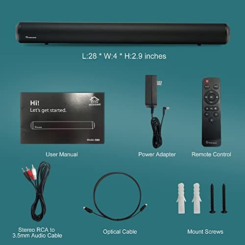 Wohome Soundbar for TV - 28-Inch Sound Bar with HDMI-ARC, Bluetooth, LED Display, Optical, USB, and AUX Inputs - 80W, 4 Speakers, Surround Sound Home Theater System 8
