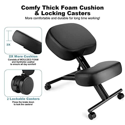 Ergonomic Kneeling Chair, Height Adjustable Office Chair with an Angled Seat and Casters for Home, Meditation Chair 6