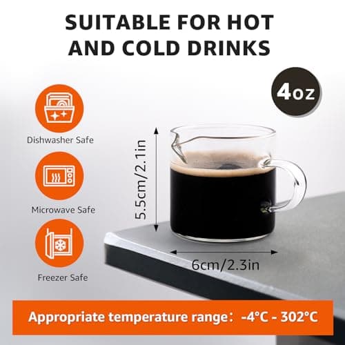 Xnqelerate Glass Espresso Cups, Espresso Accessories, Espresso Measuring Cup, 75ML, small, Transparent 2