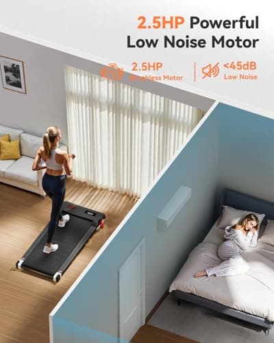 Walking Pad Treadmill, Anylife Incline Walking Pads Under Desk 330lb Capacity, 2.5HP Portable Treadmills for Home, Compact Treadmill Small Running Pad with LED Display, Remote Control, White Black 6