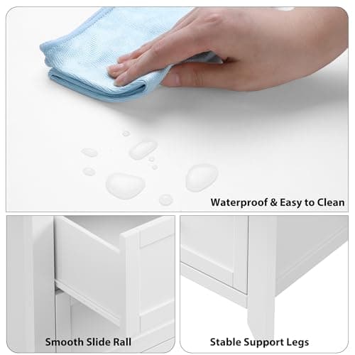 IDEALHOUSE White Dresser for Bedroom, Large 6 Drawer Dresser with Deep Drawers & Metal Knobs, Modern Wooden Double Chests of Drawers for Entryway, Hallway 5