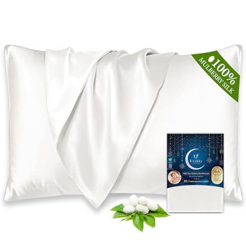 Utukky 100% Mulberry Silk Pillowcase 22 Momme - Ultra Premium 6A Grade Silk Pillow Case - Envelope Enclosure - Breathable Cooling Pillow Cover
