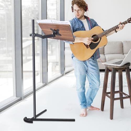 Coslony Adjustable Laptop Floor Stand for Bed and Couch, Premium Wood Laptop Tray & Book Stand for Reading, Ergonomic Bed Stand & Book Holder for Tablet/iPad - V-Shaped Base 8